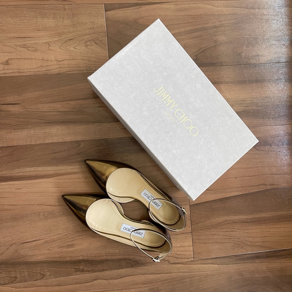 NIB Jimmy Choo Lucy Flat in Mirror Leather